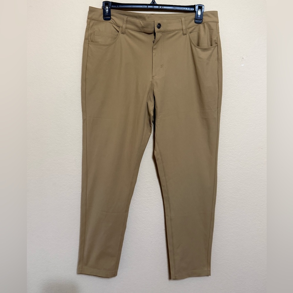 Men’s Khaki Fabletics Don Trouser Pants Size 35x 32